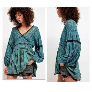 Bohemian Teal Blouse